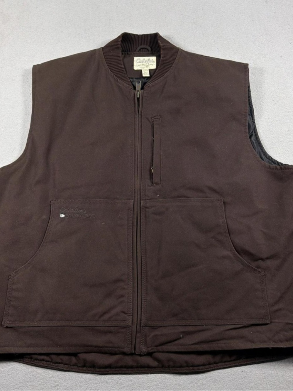 Cabela's Men's Dark Brown Work Vest Zipper Front